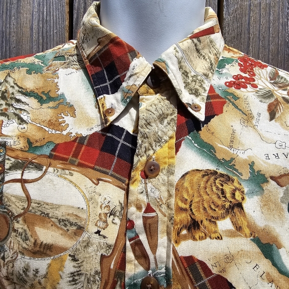 Men's Dress Shirt KSG Kenneth Gordon Printed Long Sleeve Large Delaware Nature - Picture 5 of 10